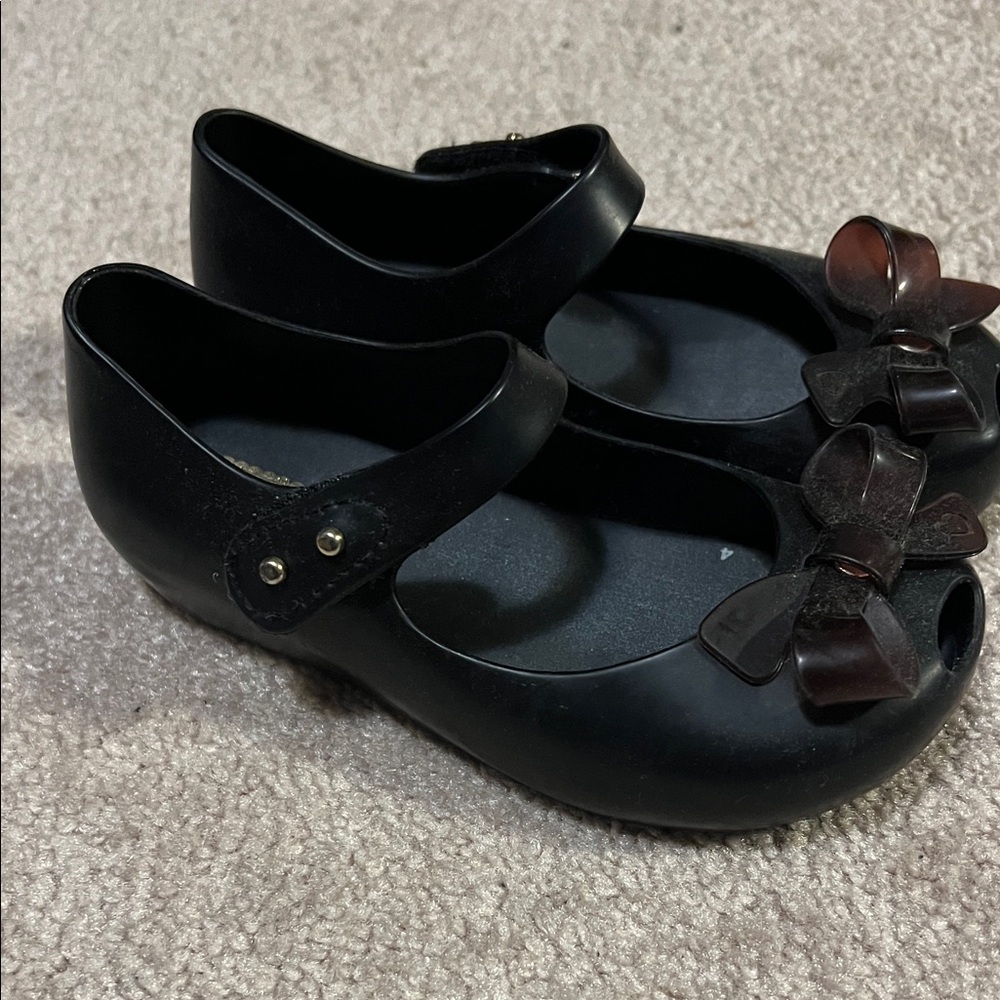 Mini Melissa Black Dress Shoes with Bow